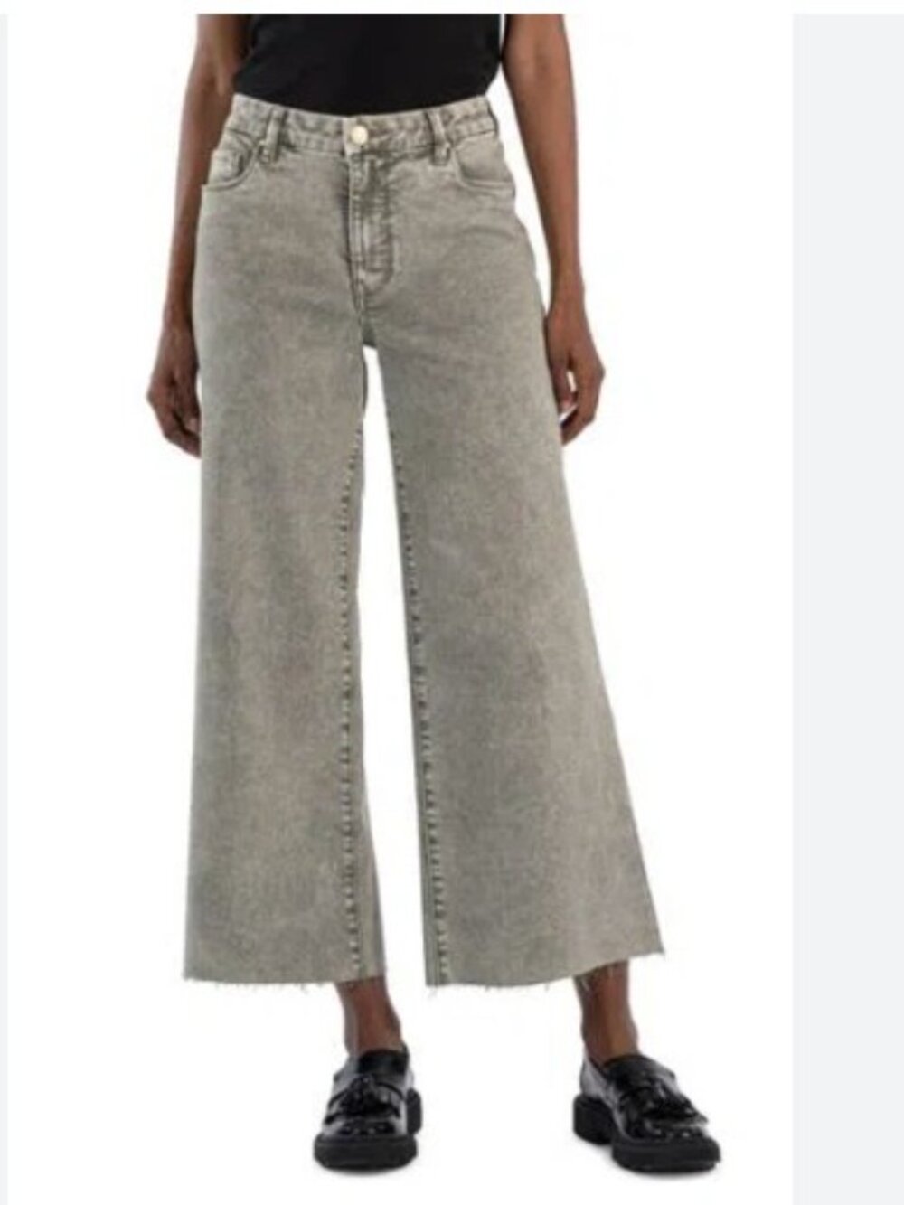 Kut from the Kloth Meg High Rise Sage-Grey Wide Leg Denim Jeans